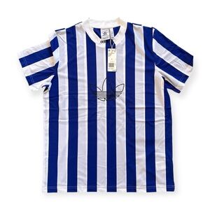 Adidas Men’s ES PLY Jersey Shirt Blue Striped White Size Large